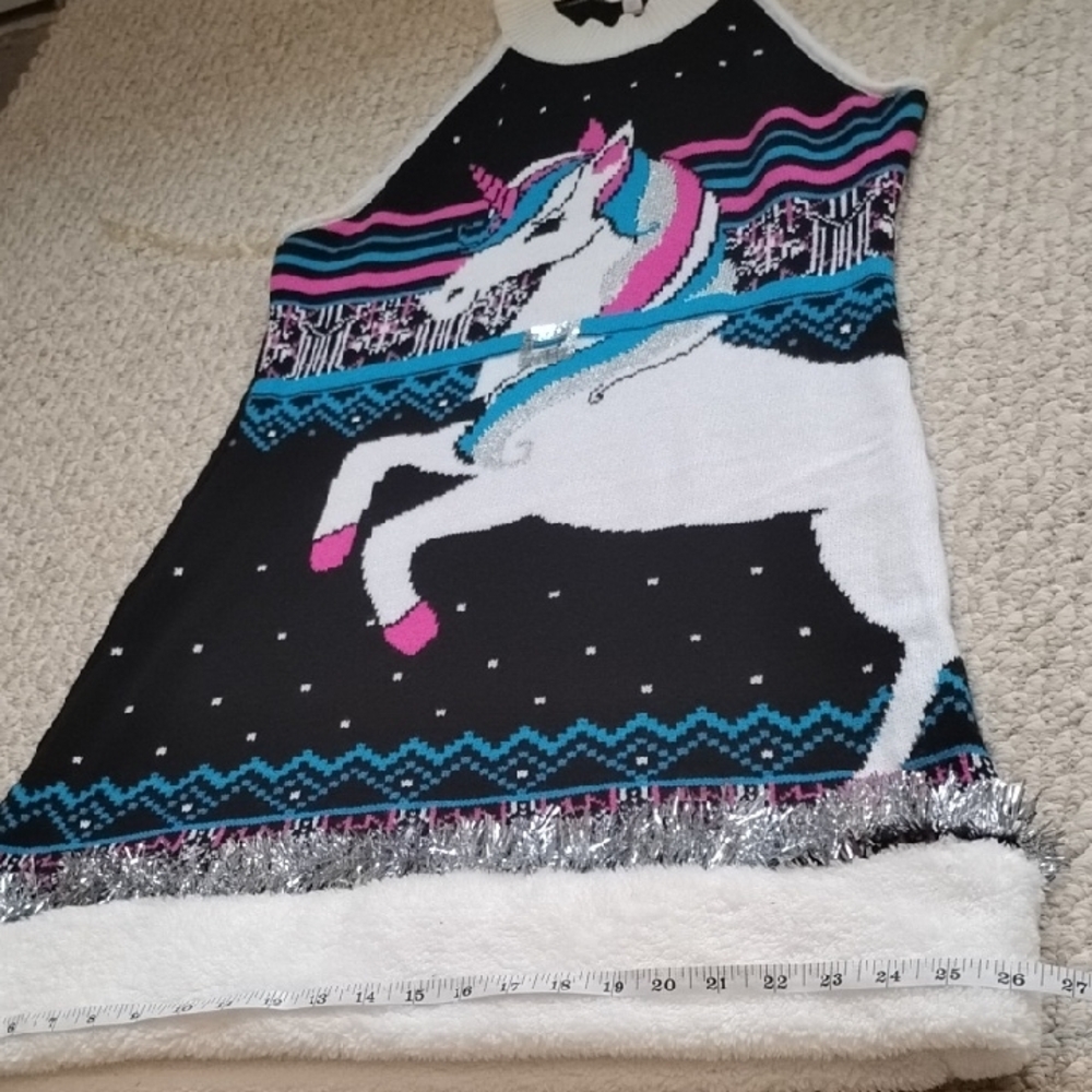 Festive Sweater Ugly Holliday Mini Dress Black Sparkle Sz XXL (19) Soft Stretchy - Picture 7 of 14